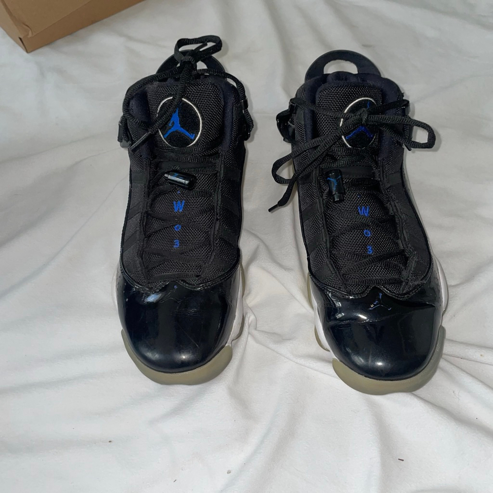 Men's Jordan 6 Rings 'Space Jam' Black Blue Shoes Size 8 Patent Leather - Picture 3 of 11
